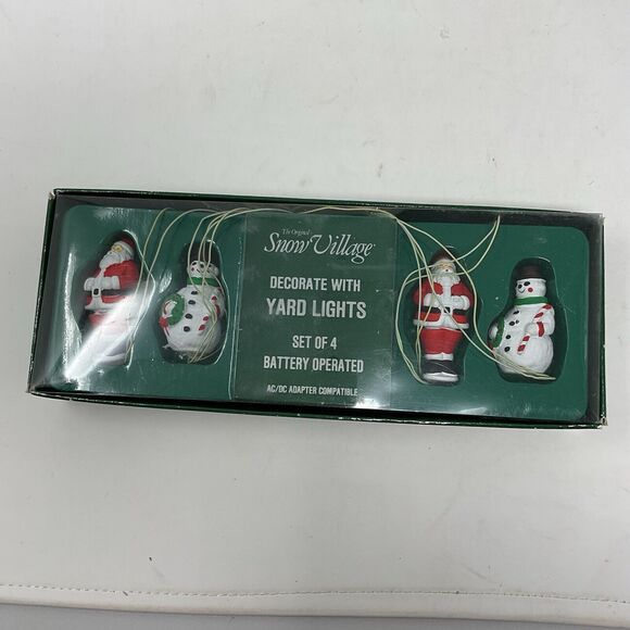 Department 56 Other - Department 56 Snow Village Decorate Yard Lights Santa Snowman Set Of 4 #5416-0